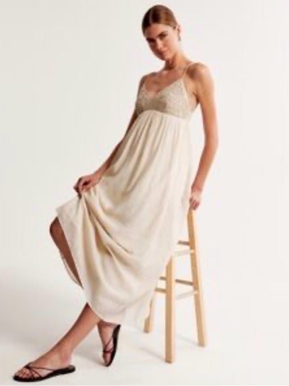 Abercrombie & Fitch  Cream Maxi Dress